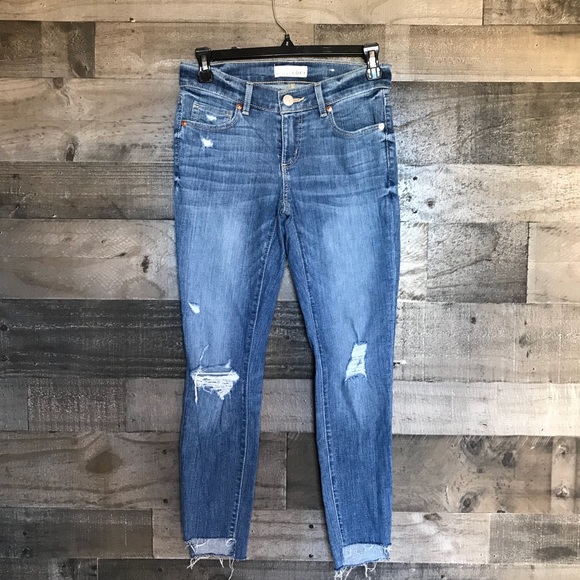 LOFT Denim - LOFT Modern Skinny Distressed Raw Step Hem Jeans
